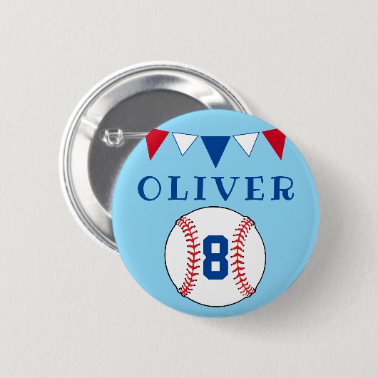 Baseball Bunting Flags Kindergeburtstag Button (Vorne & Hinten)