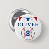 Baseball Bunting Flags Kindergeburtstag Button (Vorne & Hinten)