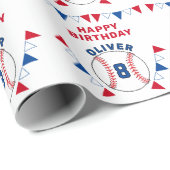 Baseball Bunting Flags Kindergeburtstag Geschenkpapier (Rolleneckpunkt)