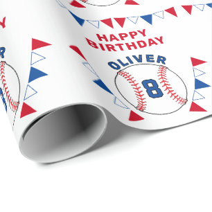 Baseball Bunting Flags Kindergeburtstag Geschenkpapier