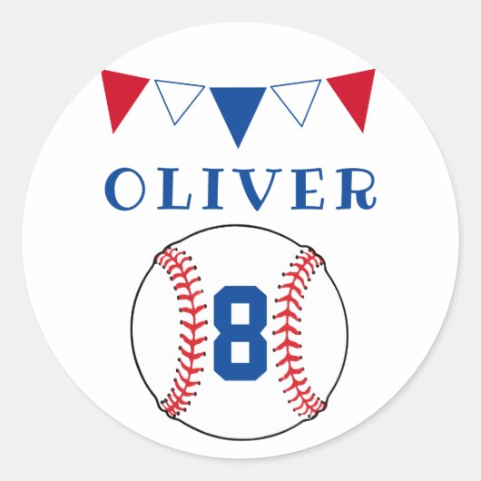 Baseball Bunting Flags Kindergeburtstag Runder Aufkleber (Vorderseite)