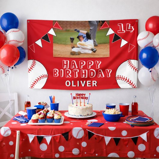 Baseball Bunting Flags Rotes Foto Geburtstag Banner