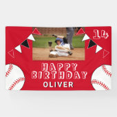 Baseball Bunting Flags Rotes Foto Geburtstag Banner (Horizontal)