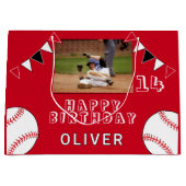 Baseball Bunting Flags Rotes Foto Geburtstag Große Geschenktüte (Vorderseite)