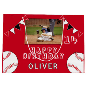 Baseball Bunting Flags Rotes Foto Geburtstag Große Geschenktüte