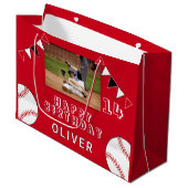 Baseball Bunting Flags Rotes Foto Geburtstag Große Geschenktüte (Vorderseite Schrägansicht)