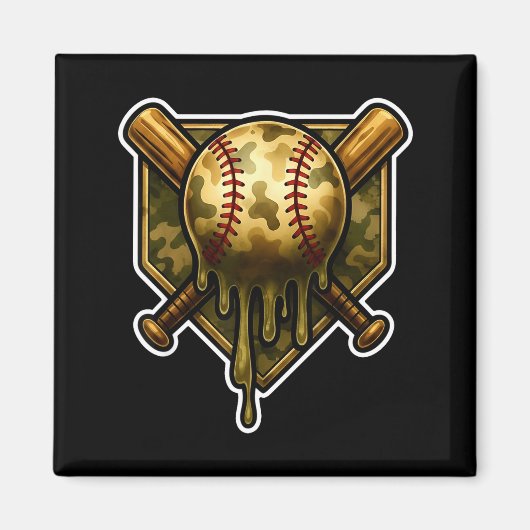 Baseball Camo Drip Ice Cream Youth Boys Srts  Magnet (Vorne)