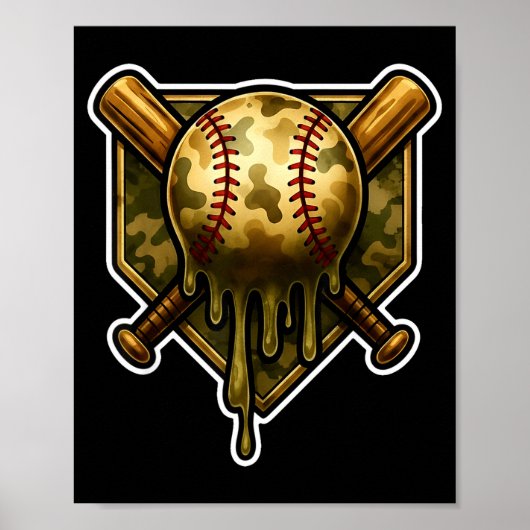 Baseball Camo Drip Ice Cream Youth Boys Srts Poster (Vorne)