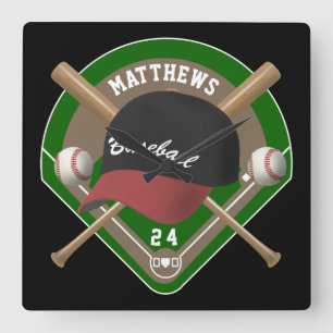 Baseball Cap Basketball Diamant Personalisierte Na Quadratische Wanduhr