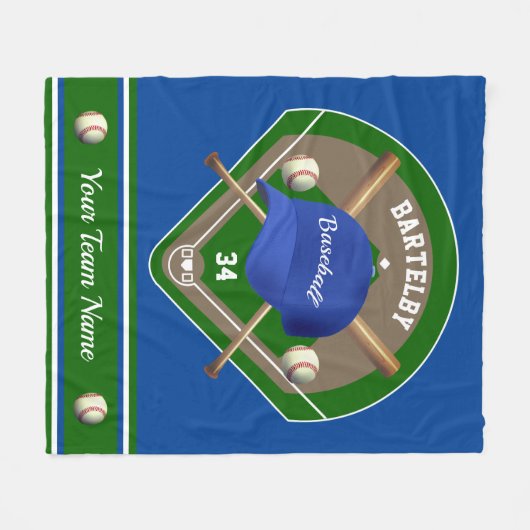 Baseball Cap Bats Diamant Name Team Fleecedecke (Vorderseite (Horizontal))