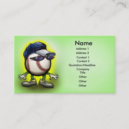 Baseball Cap Card Kopie, Name, Adresse 1, Adressen Visitenkarte (Vorderseite)