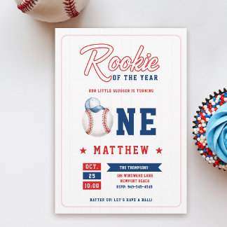 Baseball Cap Rookie Stripes Fun Boy 1. Geburtstag Einladung