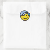 Baseball Cap Smilie - blau Runder Aufkleber (Tasche)