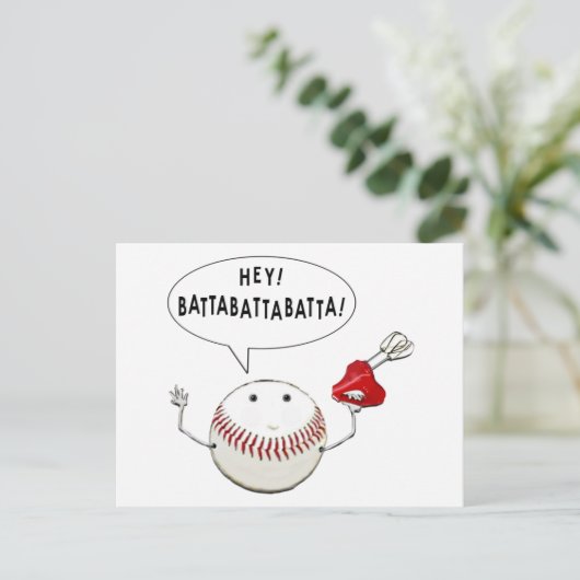 Baseball-Cartoon Postkarte (Stehend Vorderseite)