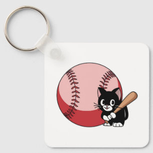 Baseball Cat Cartoon Schlüsselanhänger