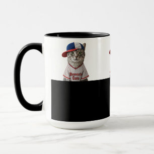 Baseball Cat, Katze mit Basecap und Baseball Shirt Tasse