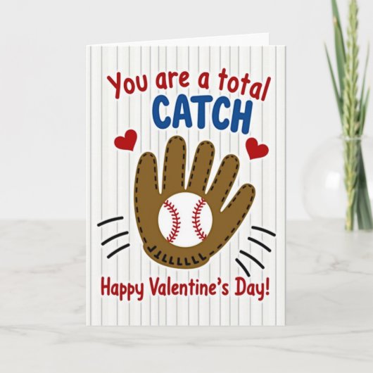 Baseball Catch Valentine Card Karte (Vorderseite)