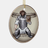 Baseball Catcher-individuelle Name Keramik Ornament (Rechts)