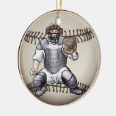 Baseball Catcher-individuelle Name Keramik Ornament (Links)