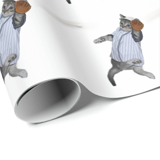 Baseball Catcher Kitten Geschenkpapier (Rolleneckpunkt)