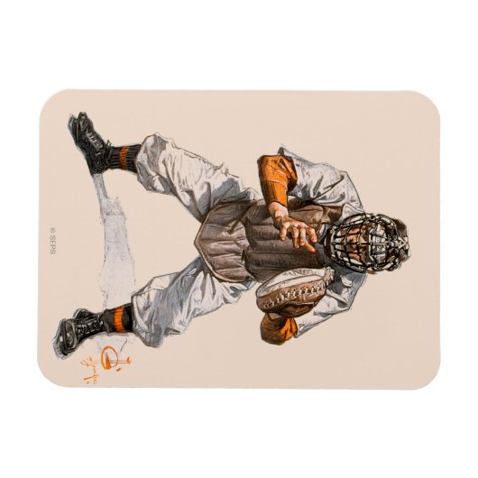 Baseball Catcher Magnet (Horizontal)
