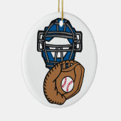 Baseball Catcher Mask Glove Keramik Ornament (Rechts)