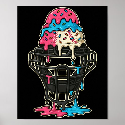 Baseball Catcher Maske Ice Creme Tropfen Baseball Poster (Vorne)