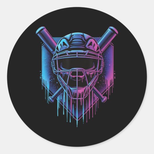 Baseball Catcher Maske Pinsel Drilling Baseball Fa Runder Aufkleber (Vorderseite)