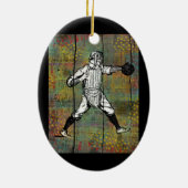 Baseball Catcher Ornament Colorful Wood (Hinten)