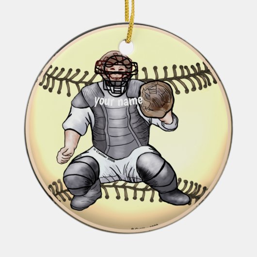 Baseball Catcher-Ornament Keramik Ornament (Vorne)