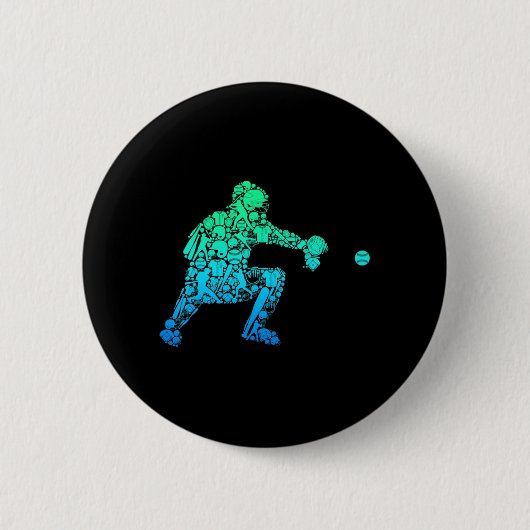Baseball Catcher Player Jugend Männer Kinder Junge Button (Vorderseite)