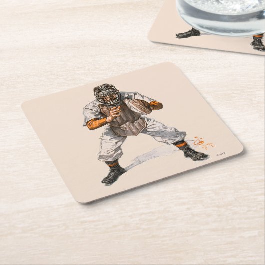 Baseball Catcher Rechteckiger Pappuntersetzer (angewinkelt)