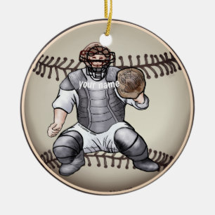 Baseball Catcher-Schmuckstück Keramik Ornament