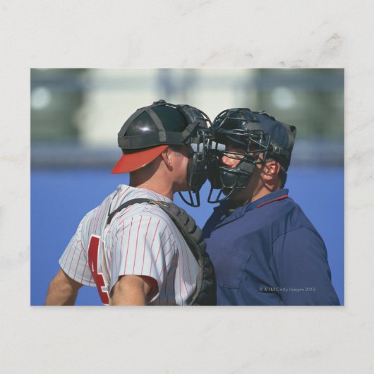 Baseball Catcher und Umpire-Streitgespräche Postkarte (Vorderseite)