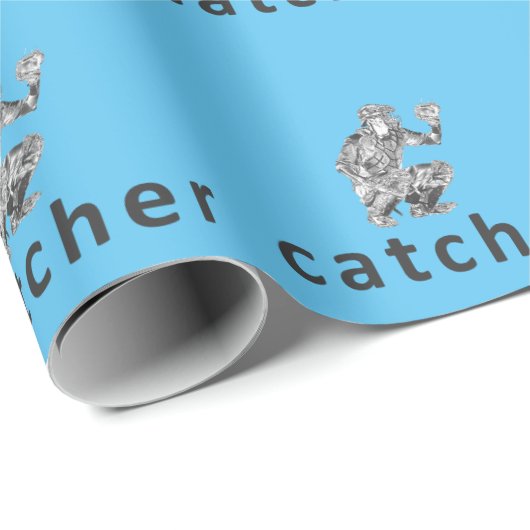 Baseball Catcher Wrapping Paper Geschenkpapier (Rolleneckpunkt)