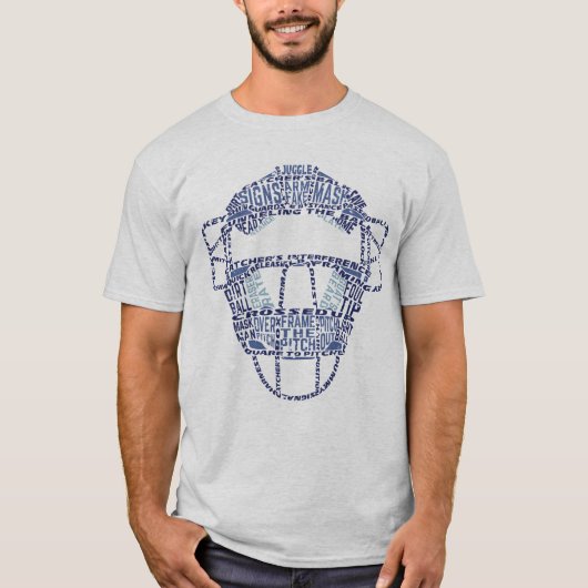 Baseball Catchers Maske Typografie T-Shirt (Vorderseite)