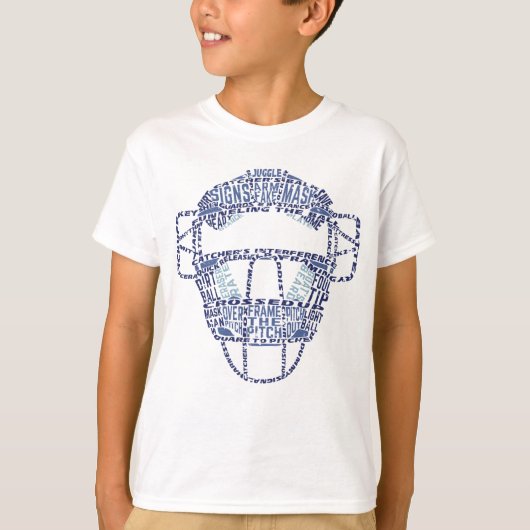 Baseball Catchers Maske Typografie T-Shirt (Vorderseite)