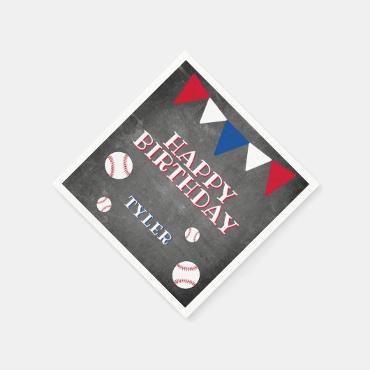 Baseball Chalkboard Kindergeburtstag Party Serviette (Ecke)
