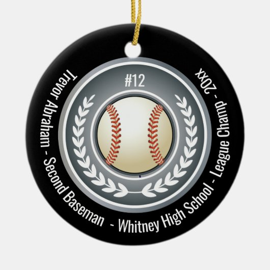 Baseball Champion Player School Black Keramik Ornament (Vorne)