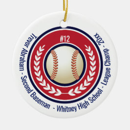 Baseball Champion Player School Red, White Blue Keramik Ornament