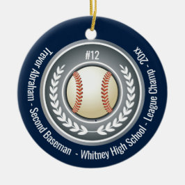 Baseball Champion Player School Silver Grau Blue Keramik Ornament