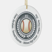 Baseball Champion Player School Silver Gray Keramik Ornament (Rechts)