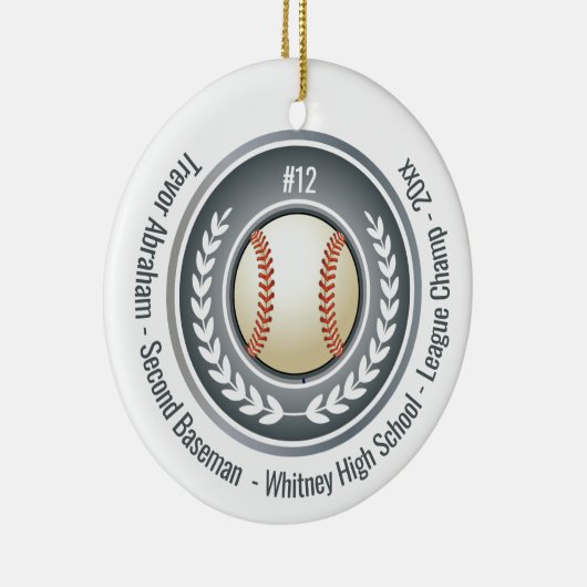 Baseball Champion Player School Silver Gray Keramik Ornament (Rechts)