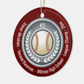 Baseball Champion Player School Silver Gray Red Keramik Ornament (Links)