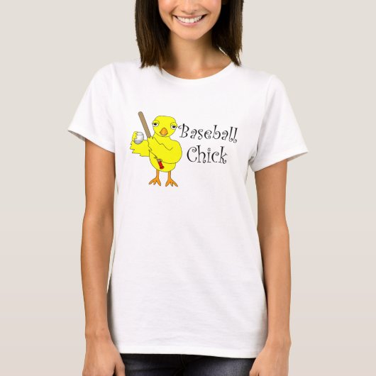Baseball-Chick-Text T-Shirt (Vorderseite)