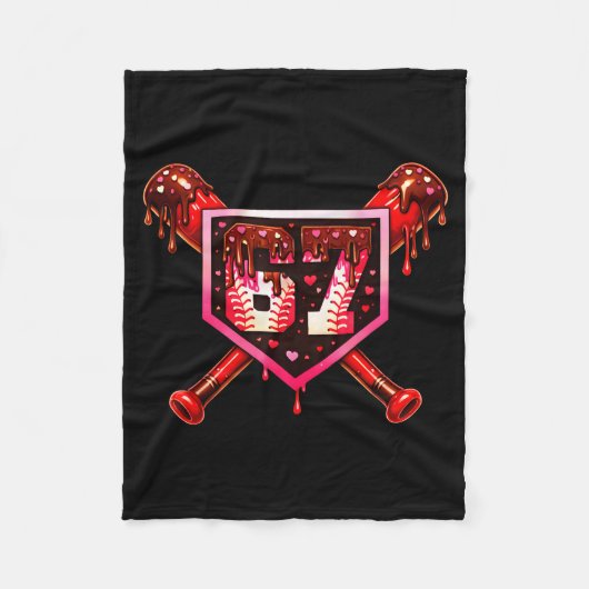 Baseball Chocolate Drip 67 Valentine Love Matching Fleecedecke (Vorderseite)