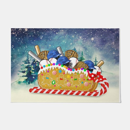 Baseball Christmas Doormat, Lovely Christmas Gift Fußmatte (Vorderseite)