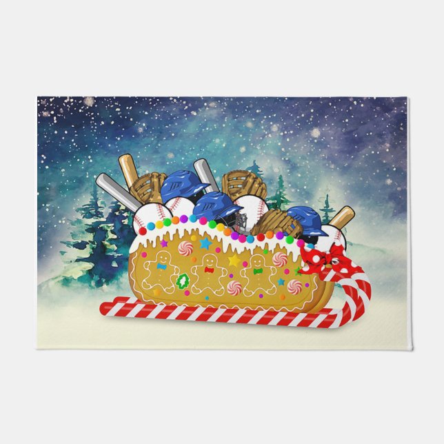 Baseball Christmas Doormat, Lovely Christmas Gift Fußmatte (Vorderseite)