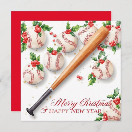 Baseball Christmas  Feiertagskarte (Vorne/Hinten)
