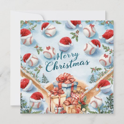 Baseball Christmas Feiertagskarte (Vorderseite)